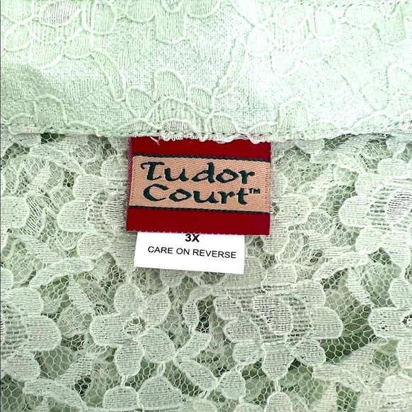 Chic Lace cover up Blouse in Soft Green - Picture 5 of 6